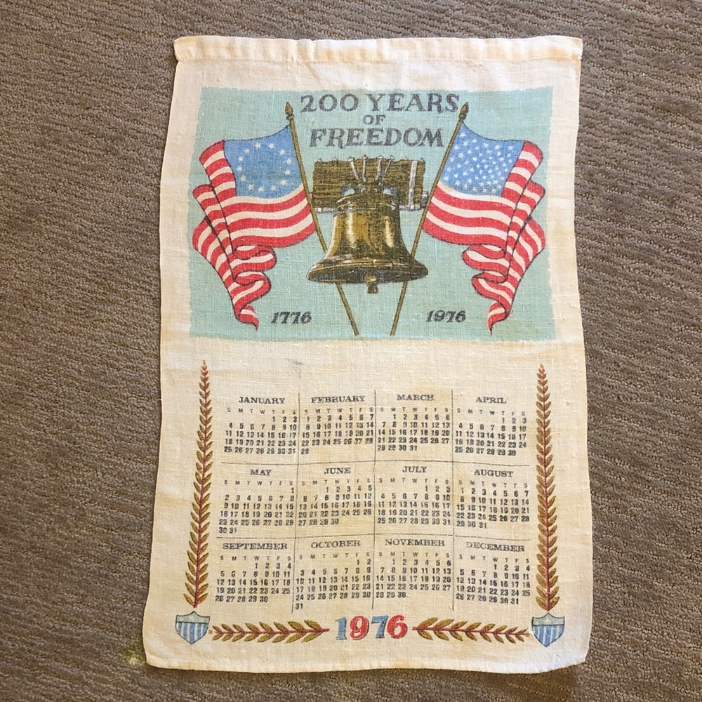 Bicentennial 1976 commemorative oversized  tea towel linen Philadelphia PA 24”